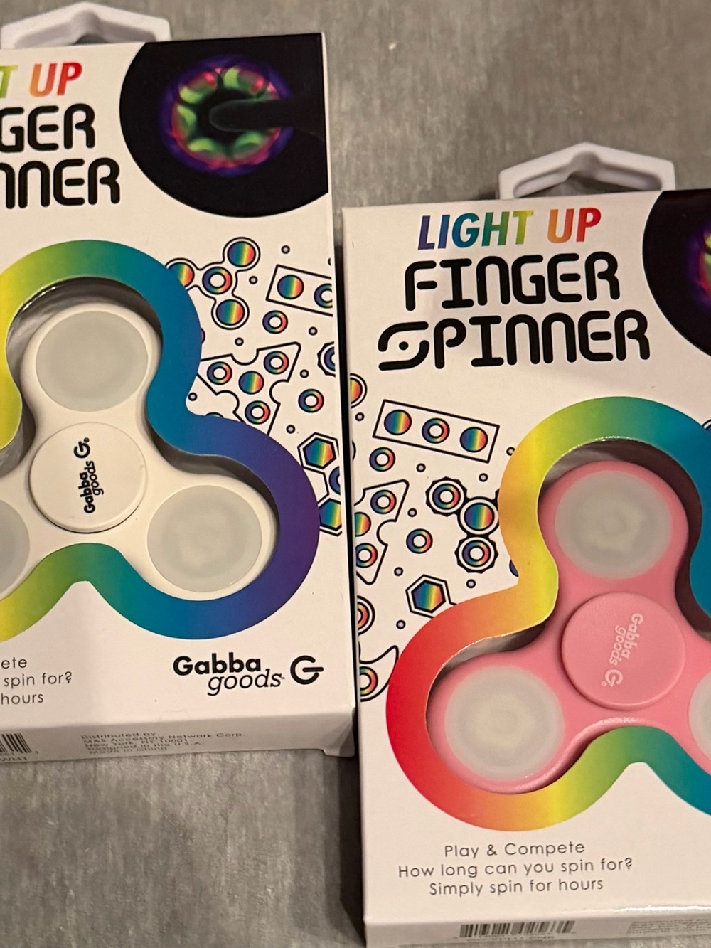 Gabba Goods Light Up Finger Spinner - Pink & White